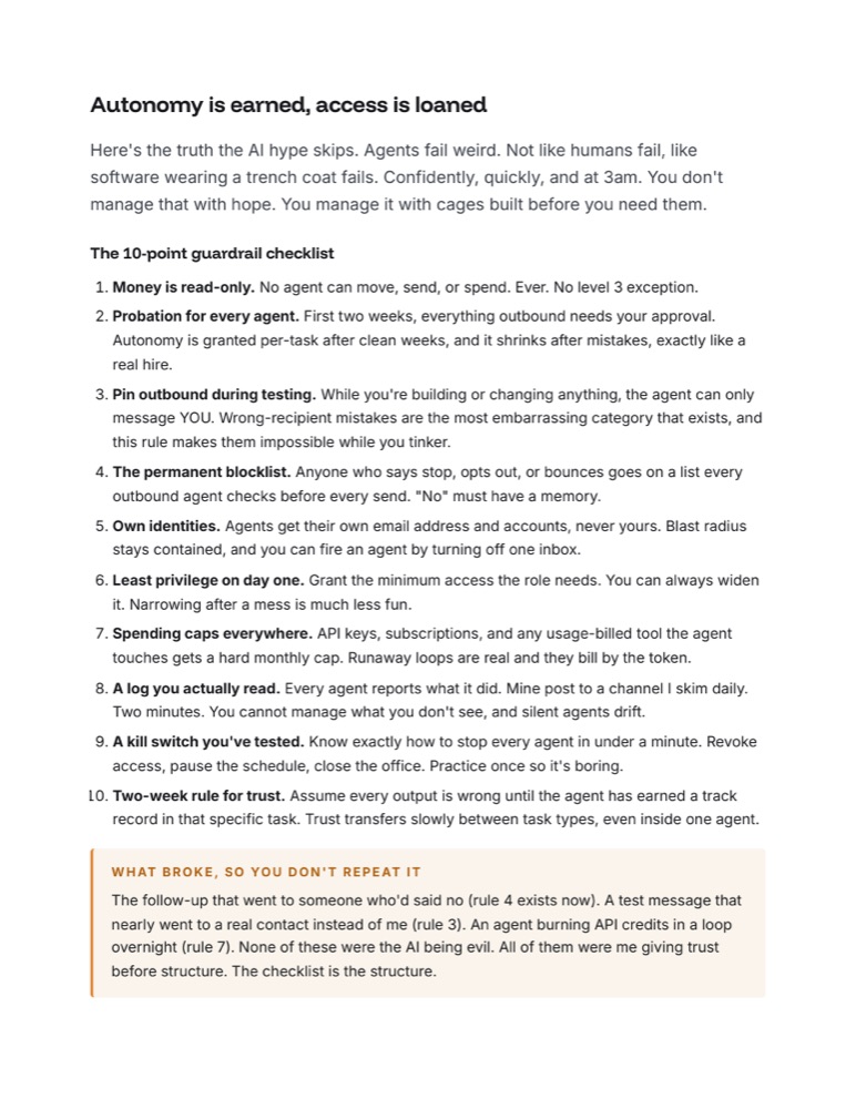 The 10-point guardrail checklist page